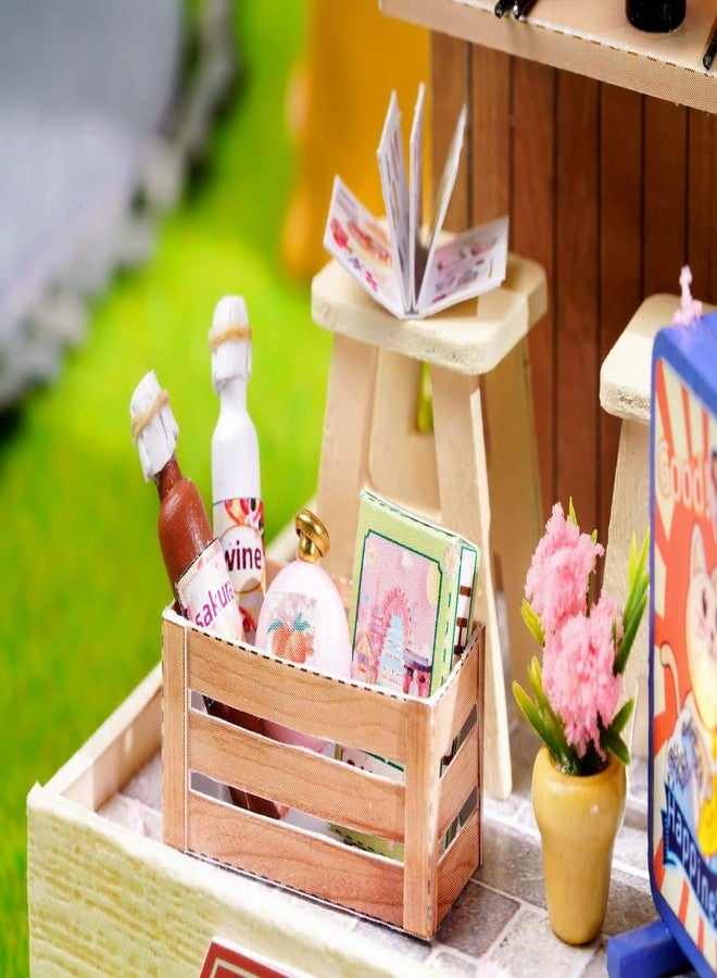 CUTEROOM DIY Doll House Miniature Furniture Wooden House Kit with Dust Cover & LED Light and Accessories - New Three Styles QT Series Dollhouse (QT041) - Image 5